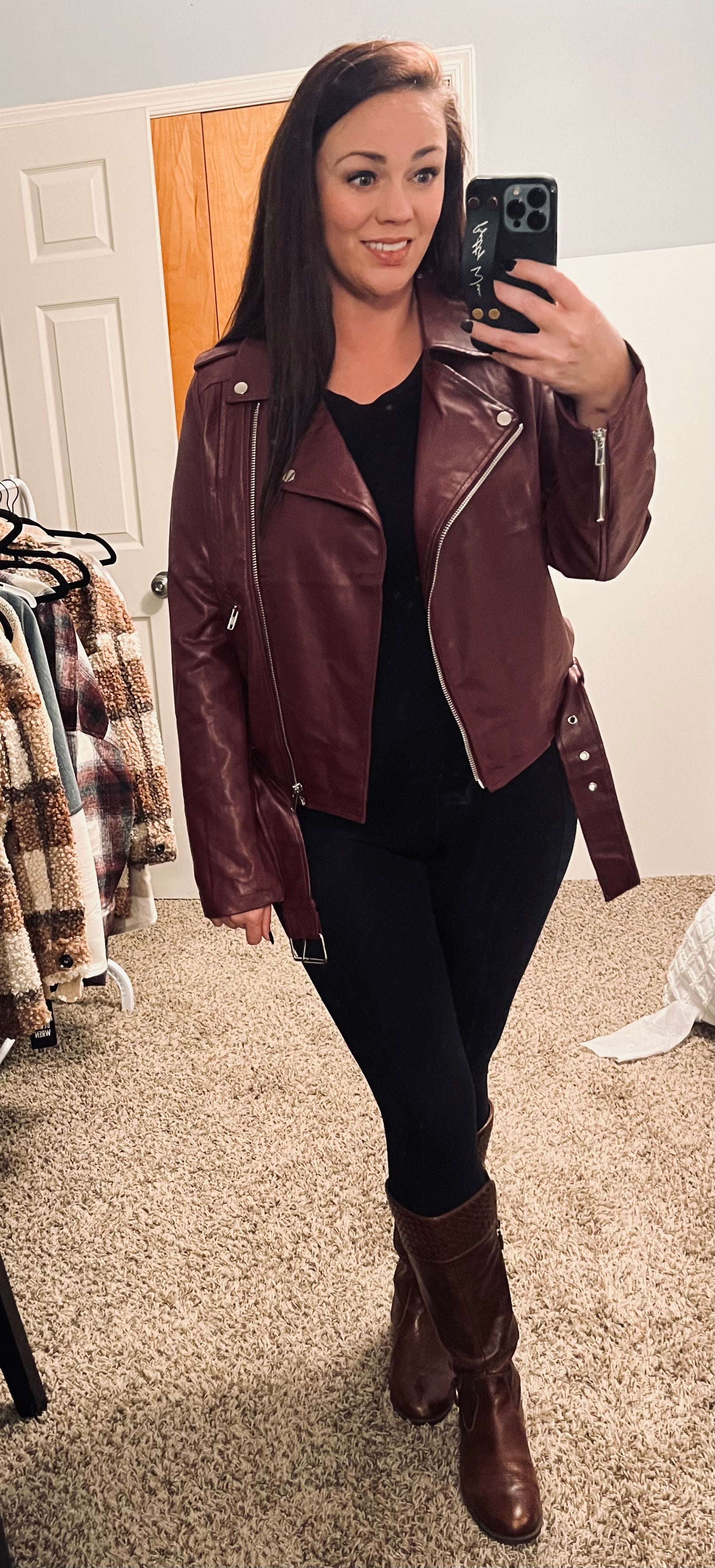red moto jacket plus size