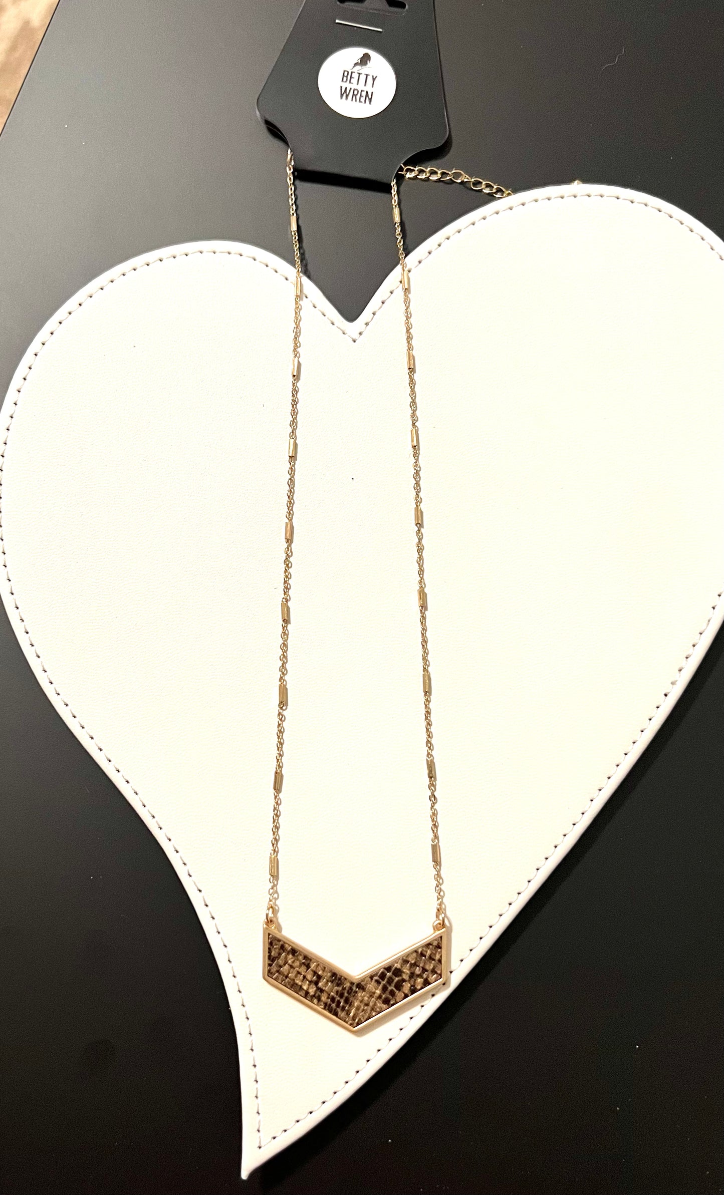 Brown Snakeskin Arrow Necklace