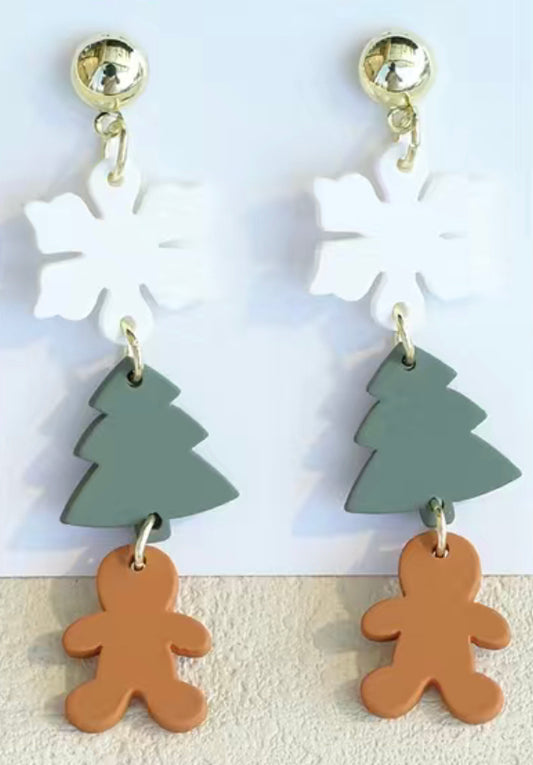 Snowflake Tree Gingerbread Earrings