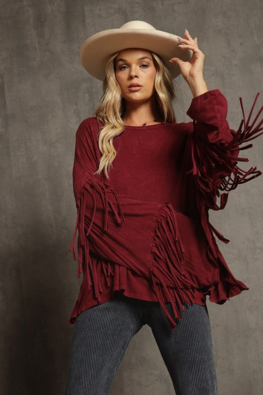 Wine Down Fringe Top