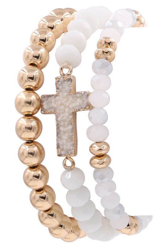 Crystal Cross Bracelet Trio