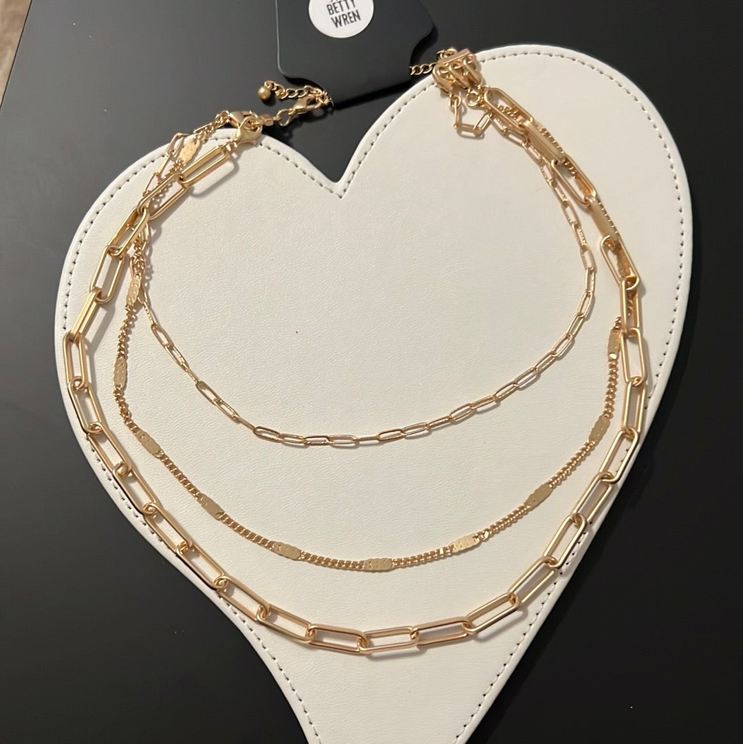 Matte Gold 3 Layered Necklace