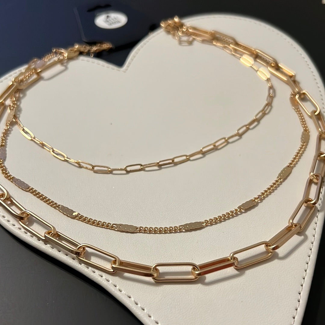 Matte Gold 3 Layered Necklace
