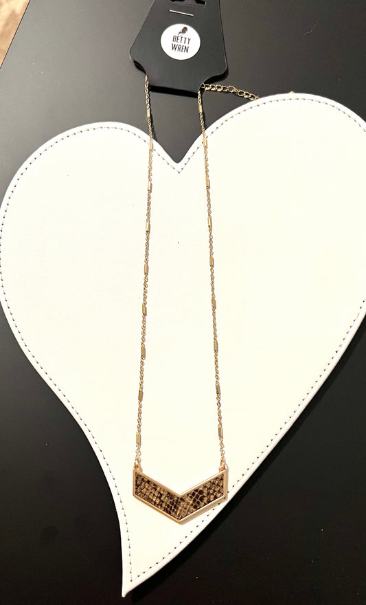 Brown Snakeskin Arrow Necklace