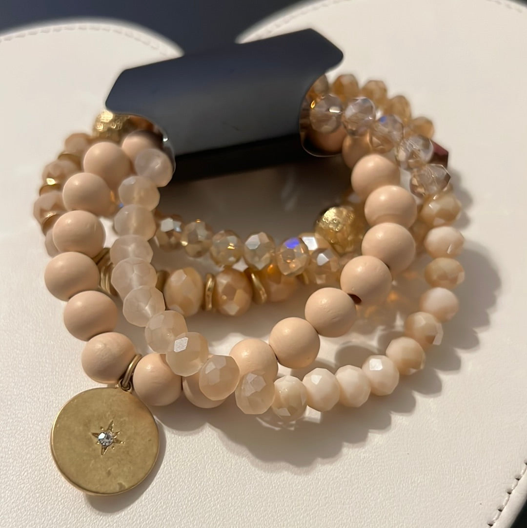 Peach Blush crystal Bracelet set