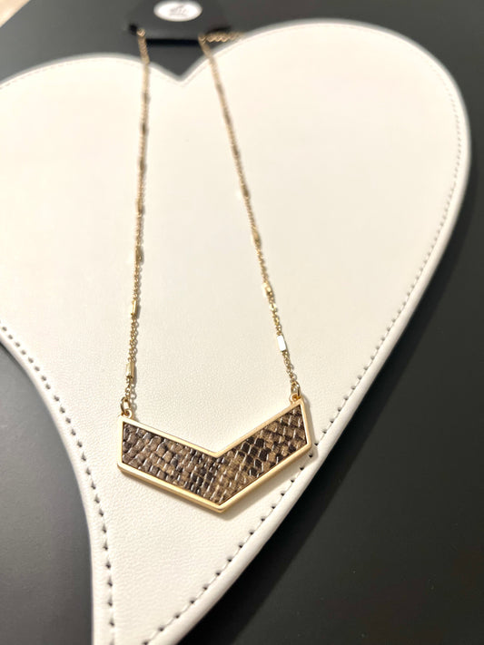 Brown Snakeskin Arrow Necklace